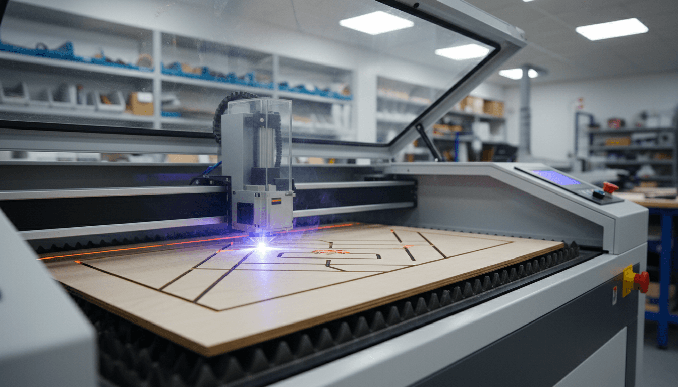 Laser cutting wood with precision in a professional workshop