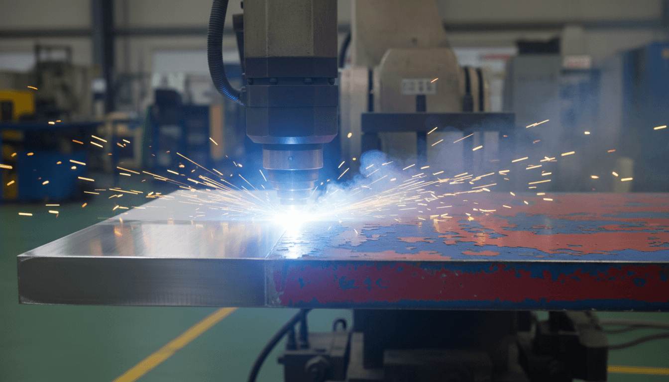 Laser removing paint coating from metal surface