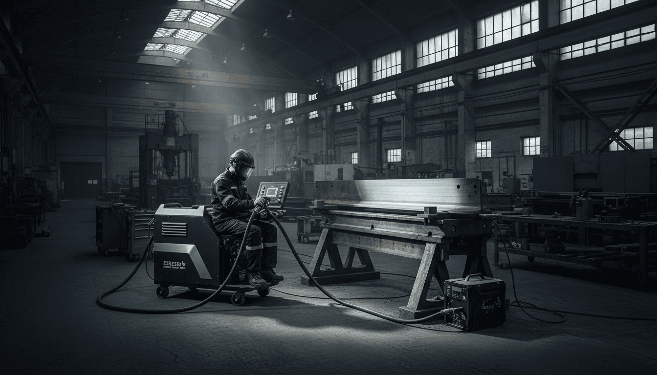 Industrial laser machine in a workshop